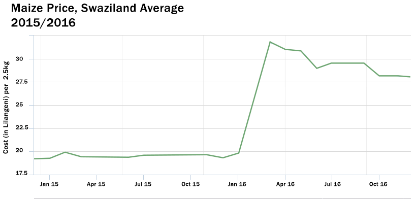 Maize prices spiked in 2016, more than doubling in price, and forcing thousands in Swaziland into a state of food insecurity. (FAO)